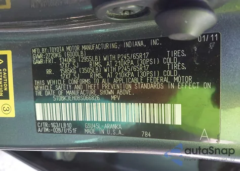 2011 Toyota Highlander Se V6 from USA, damaged, VIN 5TDBK3EH0BS066826